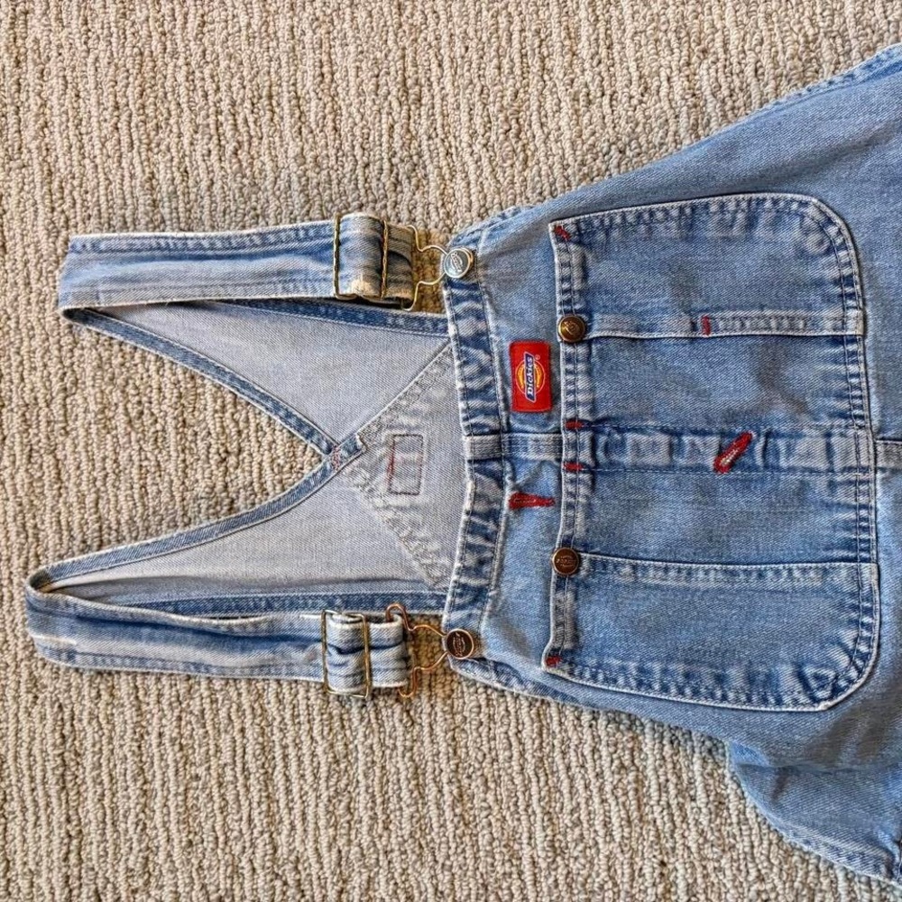 Dickies denim overalls relaxed fit distressed fades men's M workwear utility - Picture 6 of 8